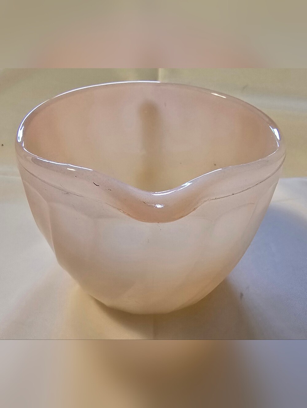 Vintage Fire King Pink Swirl Milk Glass Creamer Pitcher Anchor Hocking - Picture 3 of 4
